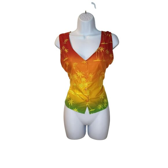 Rima Punjabi Suit M 2pc Cropped Tank + Side-Tie Pants Rainbow Palm Y2K - Picture 4 of 12